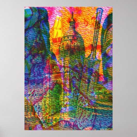 Abstracte Zee reistower Poster (Voorkant)