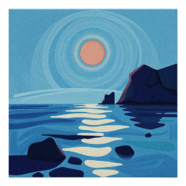 Abstracte zeegezicht kunst perfect poster