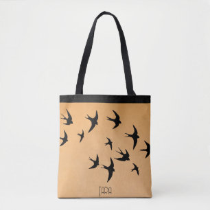 Abstracte zeemeeuw silhouet vliegende vogel zonson draagtas