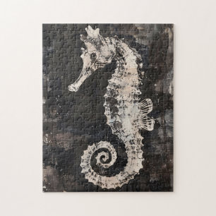 Abstracte zeepaardkunst op donkere inkt legpuzzel
