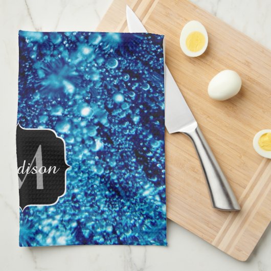 Abstracte zeepbellen Monogram Theedoek (Quarter Fold)