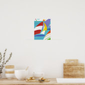  Abstracte zeilboten in water Poster (Keuken)