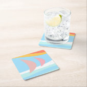 Abstracte zeilboten vierkante kartonnen onderzetter (Insitu)