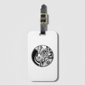 Abstracte Zendala in zwart-wit op cirkel Bagagelabel (Voorkant (verticaal))