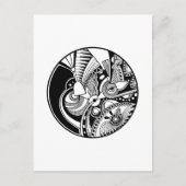 Abstracte Zendala in zwart-wit op cirkel Briefkaart (Voorkant)