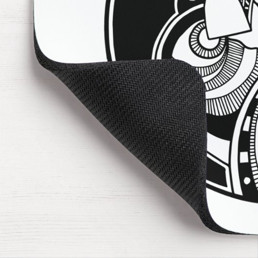 Abstracte Zendala in zwart-wit op cirkel Muismat (Hoek)