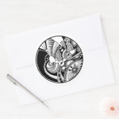 Abstracte Zendala in zwart-wit op cirkel Ronde Sticker (Envelop)