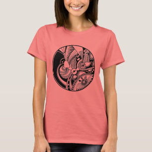 Abstracte Zendala in zwart-wit op cirkel T-shirt