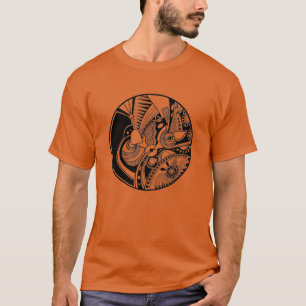 Abstracte Zendala in zwart-wit op cirkel T-shirt