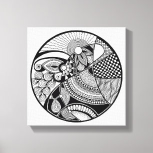 Abstracte Zendala op Cirkel 6 Canvas Afdruk