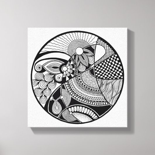 Abstracte Zendala over Cirkel 6 Canvas Afdruk (Voorkant)