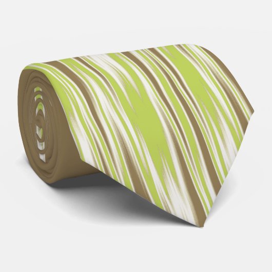 Abstracte Zig Zag Khaki, tweezijdig vuurwerk en re Stropdas (Opgerold)