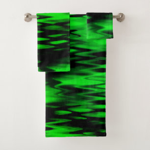Abstracte zigzag, verkregen door zwarte en groene bad handdoek