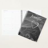 Abstracte Zilveren Harten en Gepersonaliseerde Gri Planner (Display)