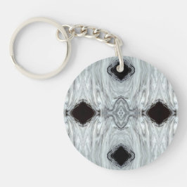 Abstracte zilvergrijze zwarte witte verf Fluid Art Sleutelhanger