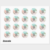 Abstracte zomermonogram Weddenschappen Envelope Ronde Sticker (Vel)