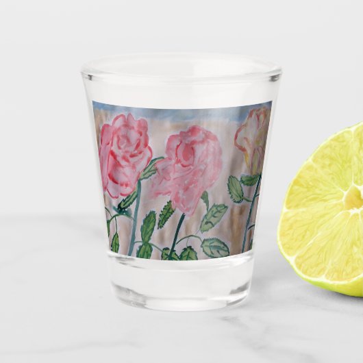 Abstracte zomerRozen Shot Glas (Voorkant)