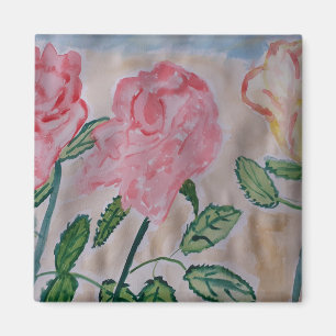 Abstracte zomerse Rozen Magnet Magneet