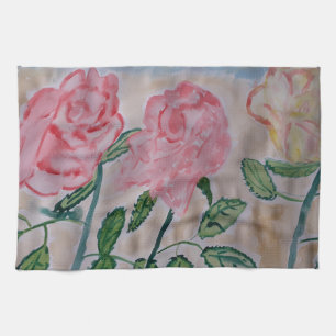 Abstracte zomerse Rozen Tea Towel Theedoek