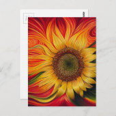 Abstracte zonnebloem briefkaart (Voorkant / Achterkant)