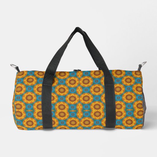 Abstracte Zonnebloem Geometrisch Ontwerp Duffel Ba Plunjezak (Voorkant)