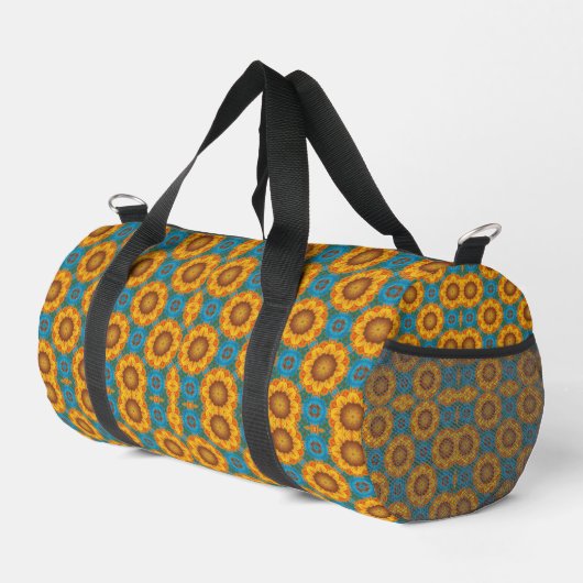 Abstracte Zonnebloem Geometrisch Ontwerp Duffel Ba Plunjezak (Rechterhoek)