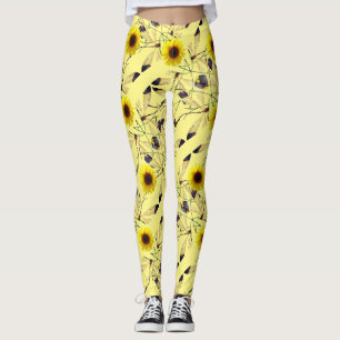 Abstracte zonnebloem Libelle Leggings