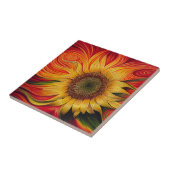 Abstracte zonnebloem tegeltje (Zijkant)
