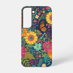 Abstracte zonnebloem vlinder Samsung hoesjes Galaxy Hoesje