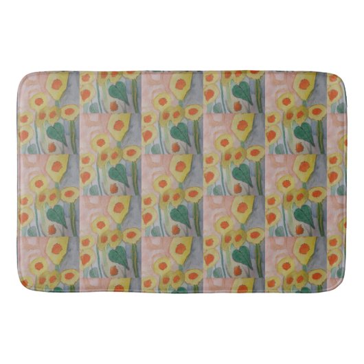 Abstracte zonnebloemen Bath Mat (Voorkant)