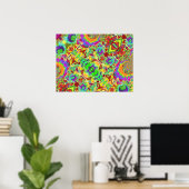 Abstracte zonnebloemen | funky retro bloemen poster (Thuiskantoor)