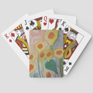 Abstracte zonnebloemen pokerkaarten