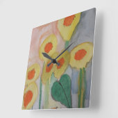 Abstracte zonnebloemen vierkante klok (Hoek)