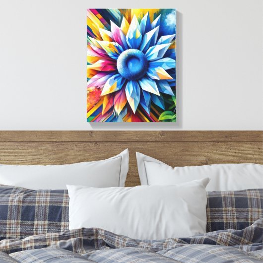 Abstracte zonnebloemkunst - Ingepakte canvas (Insitu (Slaapkamer))