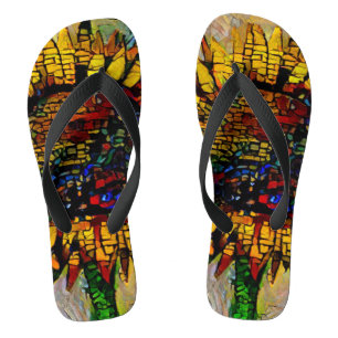 Abstracte zonnebloempitten Teenslippers
