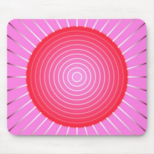 Abstracte zonnebrand in koraal, roze en zilver muismat (Voorkant)