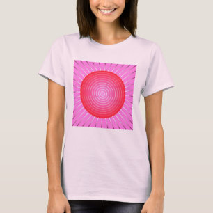 Abstracte zonnebrand in koraal, roze en zilver t-shirt