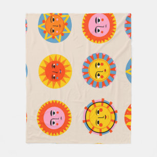 Abstracte zonnen: etnisch naadloos patroon. fleece deken