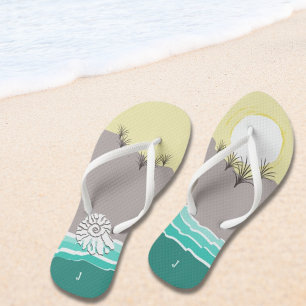 Abstracte zonnestralen en -Initialen Teenslippers