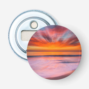 Abstracte zonsondergang bij Tamarack Beach Button Flesopener