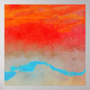 Abstracte Zonsondergang boven Oceaan Poster