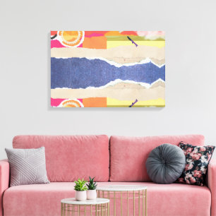 abstracte zonsondergang en strand ontwerp wandkuns canvas afdruk
