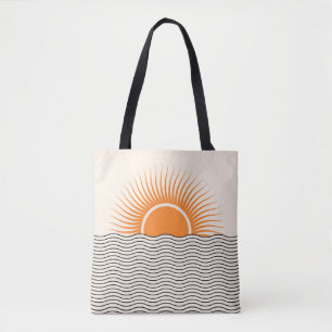 Abstracte zonsondergang: geometrische boho decor. draagtas