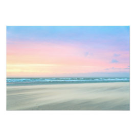 Abstracte zonsondergang op het strand in Den Haag Foto Afdruk