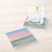 Abstracte zonsondergang op het strand in Den Haag Glazen Onderzetter (Schuin)