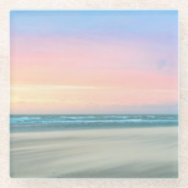 Abstracte zonsondergang op het strand in Den Haag Glazen Onderzetter