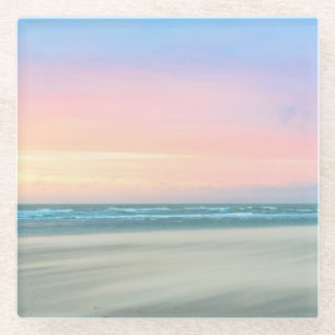 Abstracte zonsondergang op het strand in Den Haag Glazen Onderzetter