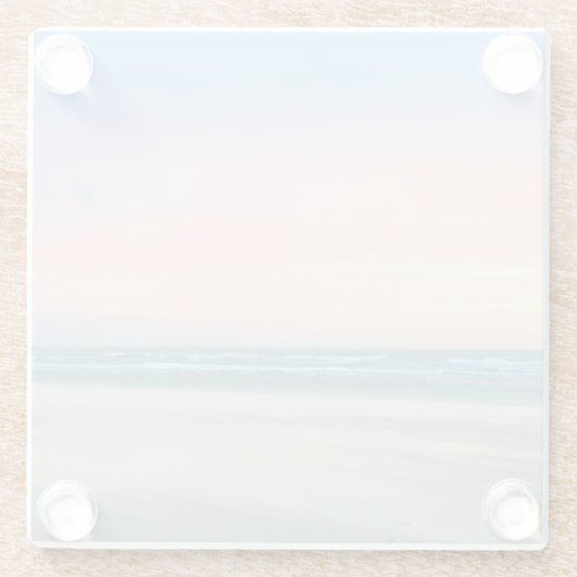 Abstracte zonsondergang op het strand in Den Haag Glazen Onderzetter (Achterkant)