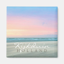 Abstracte zonsondergang op het strand in Den Haag Magneet