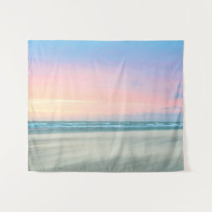 Abstracte zonsondergang op het strand in Den Haag Wandkleed